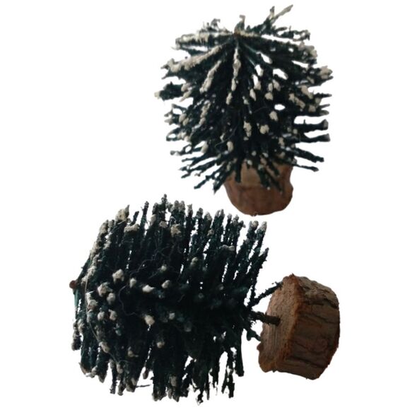 Lemax Bottle Brush Tree Green Flocked Christmas Village Round Wood Base Vtg 90s. - Picture 10 of 10